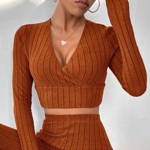 EZwear Surplice Neck Crop Top